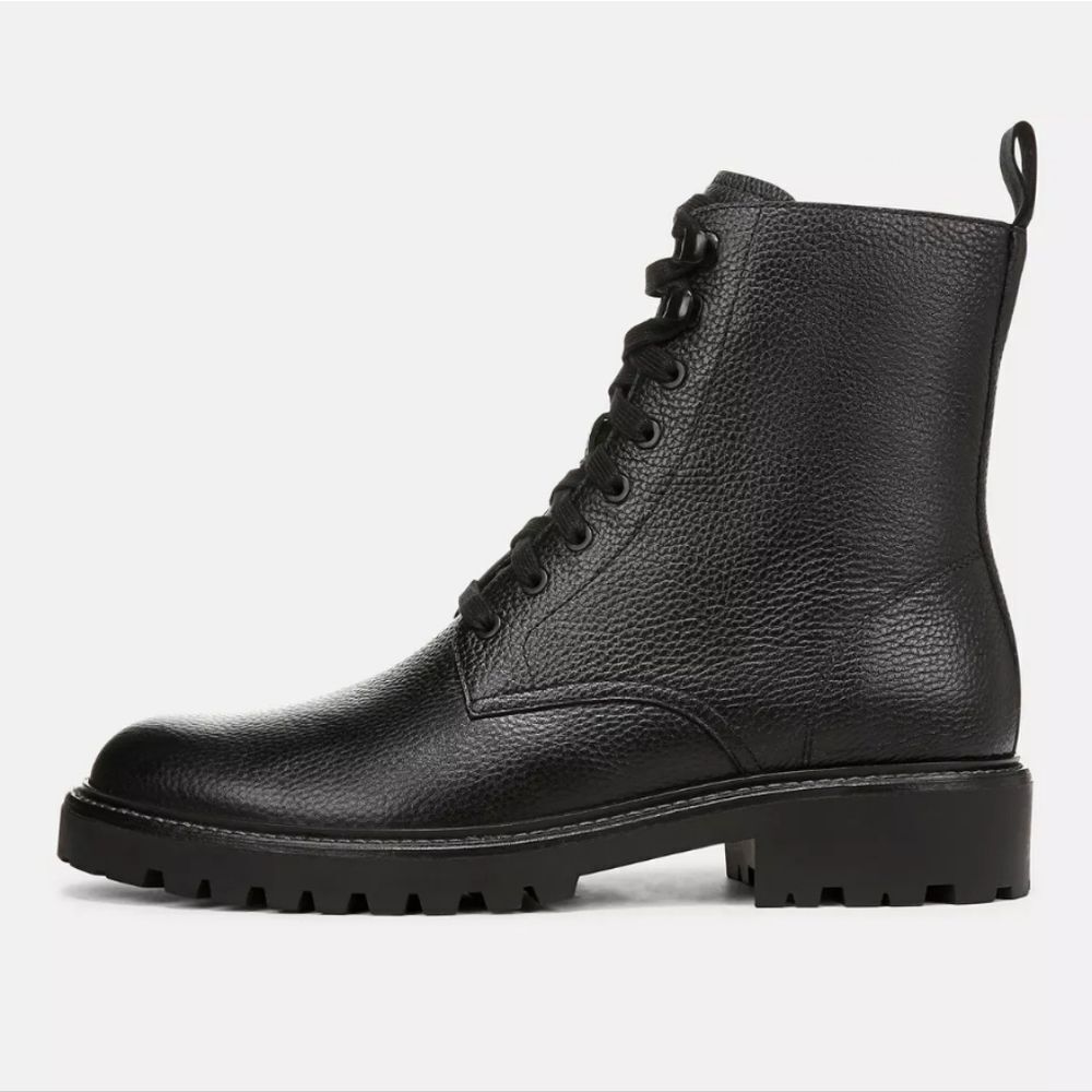 Vince Dominic Leather Combat Boots Black Lug Sole Lace Up NIB Sz 10